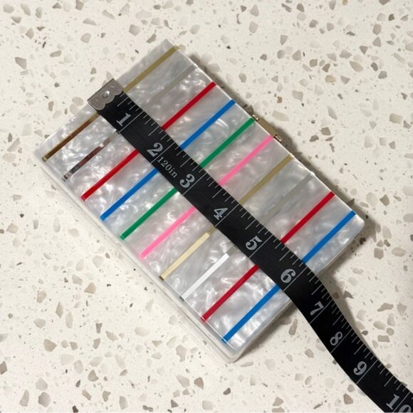 Milly Box Acrylic Clutch Swarovski Crystal Rainbow Stripe Removable Chain - Picture 12 of 14